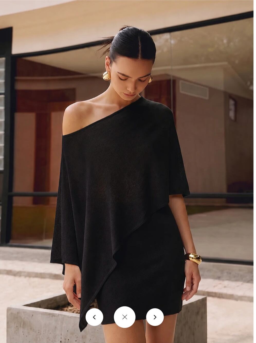NWT Commense Asymmetric Knit Cape Top & Mini Skirt Set Sz M